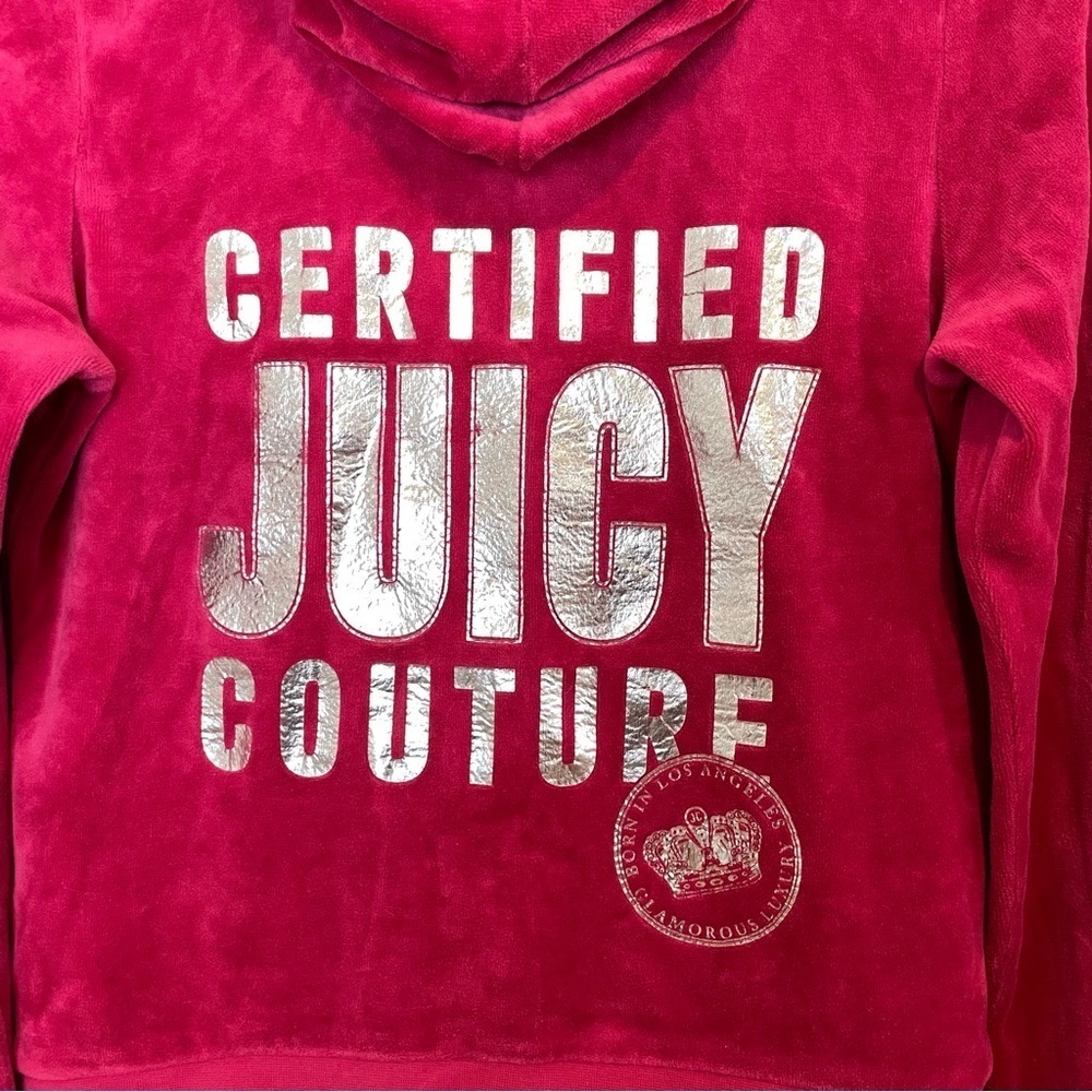 RARE Juicy Couture Vintage Velour Full Zip Hoodie track Jacket Y2K Spell out M - Picture 7 of 10